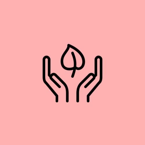 Icon Nachhaltigkeit Icon Hände und Blatt