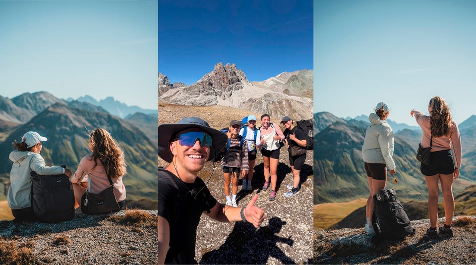 Collage: eoto Nowhere Community Event 2026, Berglandschaft Collage: eoto Nowhere Community Event 2026, Berglandschaft