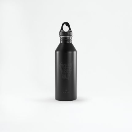 eoto Edelstahl-Trinkflasche, schwarz, Frontansicht