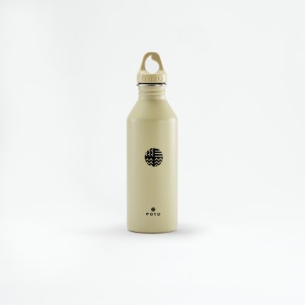eoto Edelstahl-Trinkflasche, beige, Frontansicht