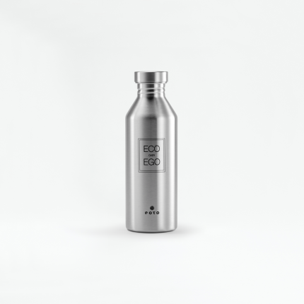 eoto Edelstahl-Trinkflasche, silber, Frontansicht